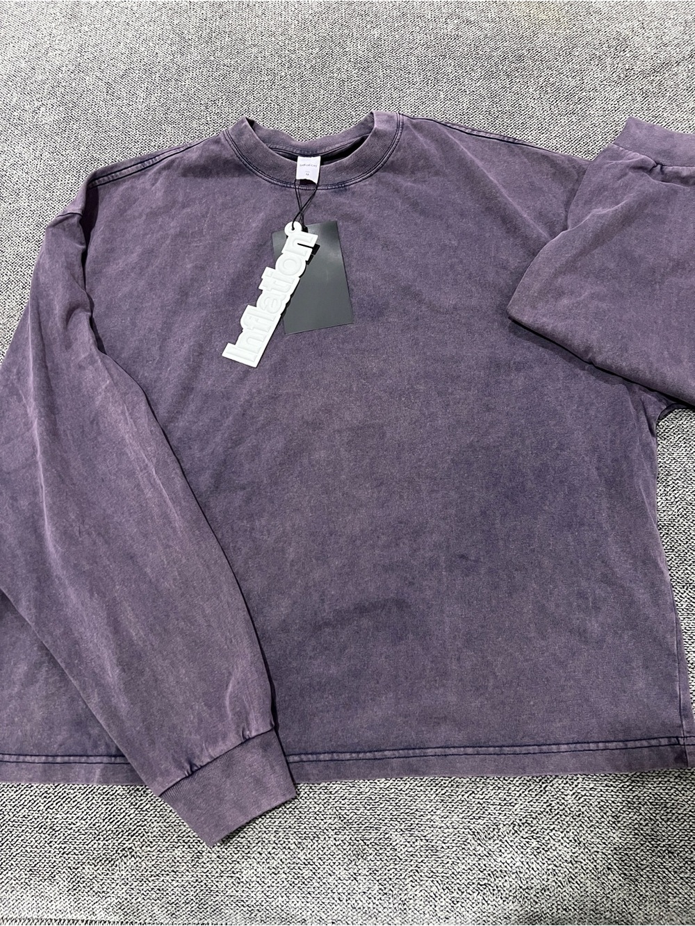 Inflation Oversized Washed Purple Crewneck Sweatshirt with Long Sleeves